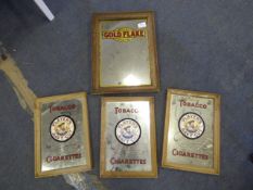 Four Framed Mirrored Tobacco Signs