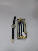 Trio of Platinum Pens and a Patek Philippe Wristwatch Men's