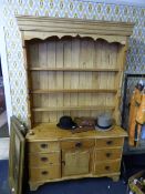 Small Pine Dresser with Drawers and Cupboard