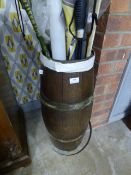 Barrel with Contents Which Includes; Umbrellas, Walking Sticks, Etc