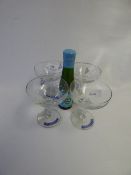 4 Champagne Babycham Glasses and a Babycham Bottle