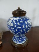 Blue and White Chinese Pottery Lamp Base
