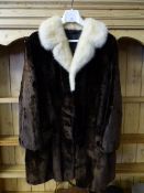 Moleskin Coat with Mink Collar