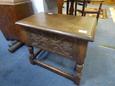 Carved Oak Stool with Lift up Lid