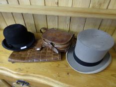 Bowler Hat and Top Hat with Two Bags