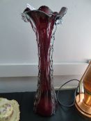 Tall Red Glass Vase