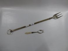 Large Toasting Fork and Small Mother of Pearl Handled Bread Fork