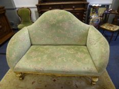 Upholstered Two Seat Settee with Gilt Frame