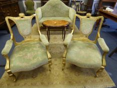 Pair of Upholstered and Gilt Armchairs