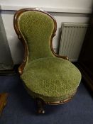 Walnut Framed and Upholstered Nursing Chair