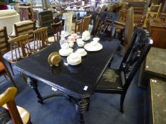 Painted Black Dining Table with Two Matching Chairs