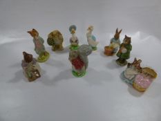 Collection of Nine Beatrix Potter Figurines Including; Mr Alderman Ptolemy, Simpkin, Hunca Munca,