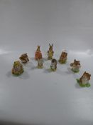 Collection of Beatrix Potter Figurines Including; Mr Benjamin Bunny, Johnny Town Mouse, Mrs Tiddle