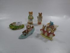 Collection of Six Beatrix Potter Figurines; Ginger, The Old Woman Who Lived in a Shoe, Flopsie