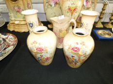 Two Pairs of Edwardian Vases and a Jug