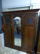 Triple Door Mahogany Wardrobe