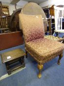 Small Footstool with Upholstered Chair