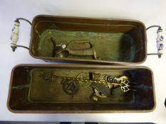 2 Copper Jardiniers and Contents