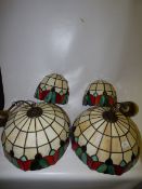 2 Leaded Hanging Pendants and 2 Wall Lights