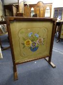 Embroidered Mahogany Surround Fire Screen