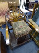 Upholstered Stool with Fan Back Chair