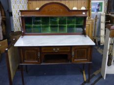 Tiled Back Marble Topped Inlaid Wash Stand