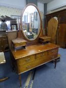 Mahogany Inlaid Dressing Table with Large Oval Mirror