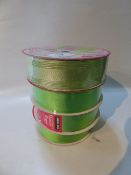 *FOUR ROLLS OF WIRE EDGE RIBBON (GREEN)