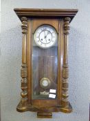Walnut Cased Regulator Wall Clock with Roman Numeral Enamel Dial