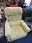 Cream Checked Electric Reclining Chair