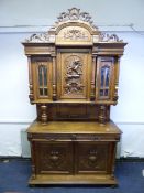Continental Style Heavily Carved Oak Dresser