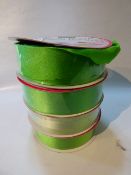*FOUR ROLLS OF WIRE EDGE RIBBON (GREEN)