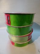 *FOUR ROLLS OF WIRE EDGE RIBBON (GREEN)