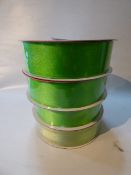*FOUR ROLLS OF WIRE EDGE RIBBON (GREEN)
