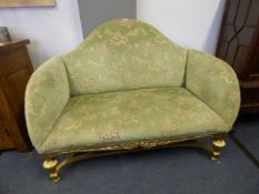 Gold Painted Two Seat Settee Upholstered in Floral Dralon
