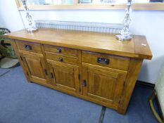 Teak Sideboard Unit with Antique Brass Metal Work to Match Lot 73
