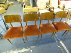 Four Vintage Style Dining Chairs with Upholstered Seats