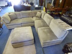 *Six Piece Sectional Corner Sofa in Taupe Coloured Fabric
