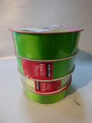 *FOUR ROLLS OF WIRE EDGE RIBBON (GREEN)