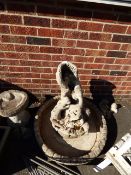 CAST CONCRETE GARDEN FOUNTAIN WITH OTTERS