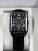*HUGO BOSS GENTS WATCH WITH RECTANGULAR FACE AND ROMAN NUMERAL DIAL
