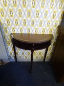 Demi Lune Hall Table with Inlet Leather Top