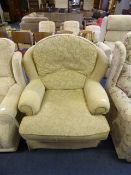 Cream and Floral Patterned Fireside Chair