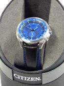 *AT2180-00L CITIZEN GENTS WATCH WITH LEATHER STRAP AND BLUE DIAL