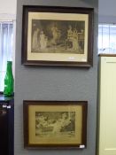 Pair of Oak Framed Edwardian Prints