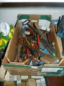 Box Containing Various Hand Tools, Screwdrivers, Punches, Etc