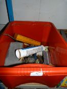 Box Containing Various Oil Cans, Bricklayers, Tools, Etc