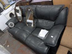 Blue Leather Electric Reclining Three Seat Settee