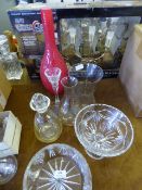 Glass Decanters, Fruit Bowls and Vases, Etc