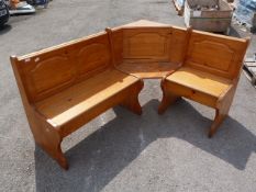 Pine Corner Bench Unit with Internal Storage